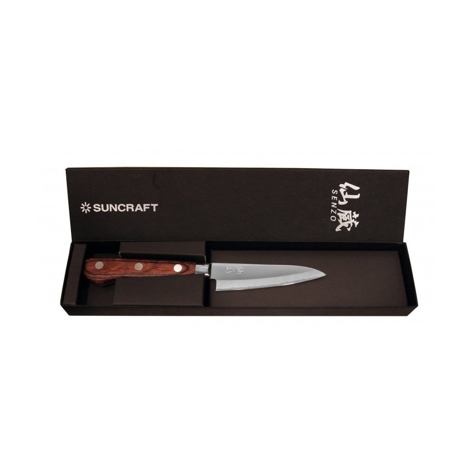Suncraft SENZO Clad Kuorintaveitsi – 9 cm tyylikkäässä lahjapakkauksessa, täydellinen lahja keittiöharrastajalle.