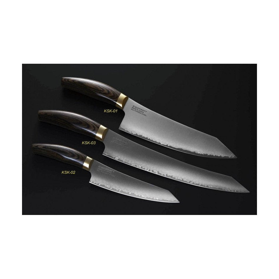 Suncraft Elegancia Siivutusveitsi 25 cm - Kolmen japanilaisen keittiöveitsen sarja, joissa kaikissa on ergonominen kahva ja tarkka terä.